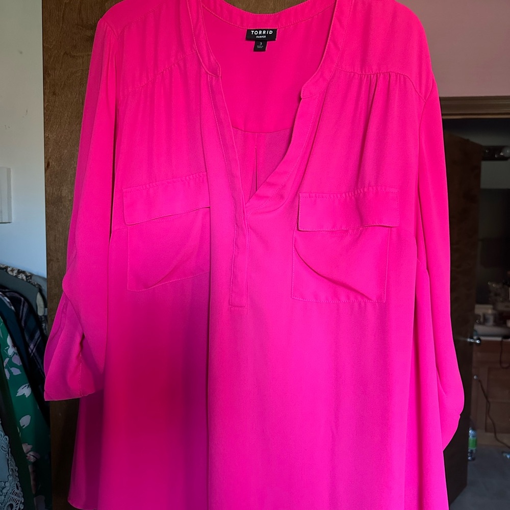 Torrid Vibrant Pink Blouse